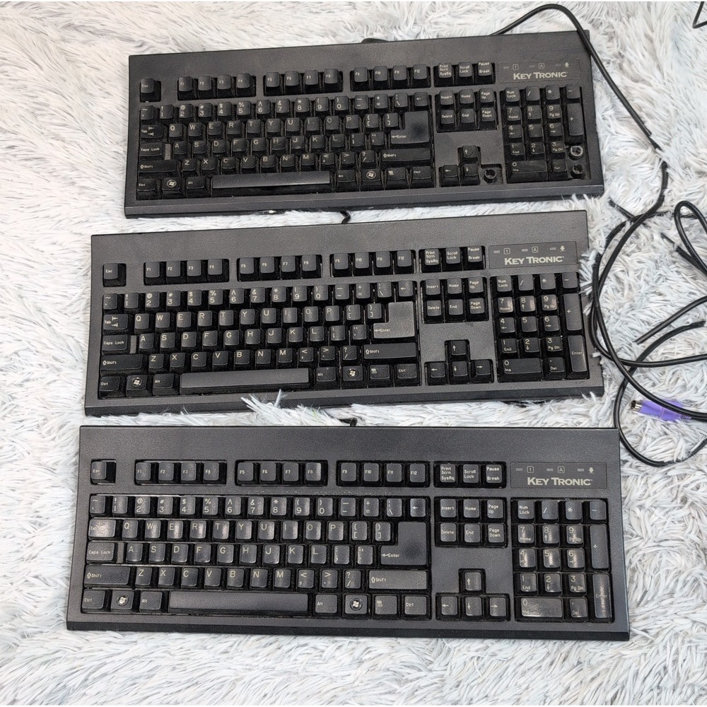 Lot Of 3 Vintage KeyTronic E06101P2 QWERTY Keyboard Typing Wired